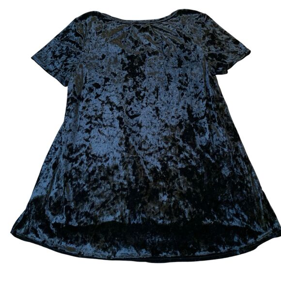 Spring + Mercer Black Crushed Velvet V-Neck Velvet Legging Tee Tunic Women's L - Picture 5 of 5